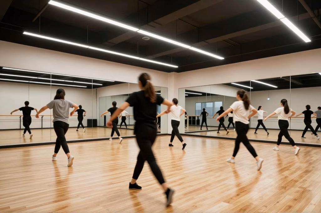 Cours de danse contemporaine dans un studio professionnel à Lyon