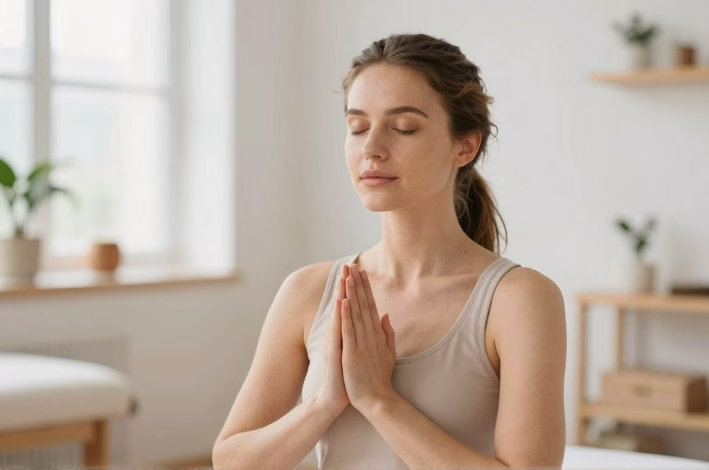 Femme en méditation illustrant le bien-être mental et les thérapies alternatives